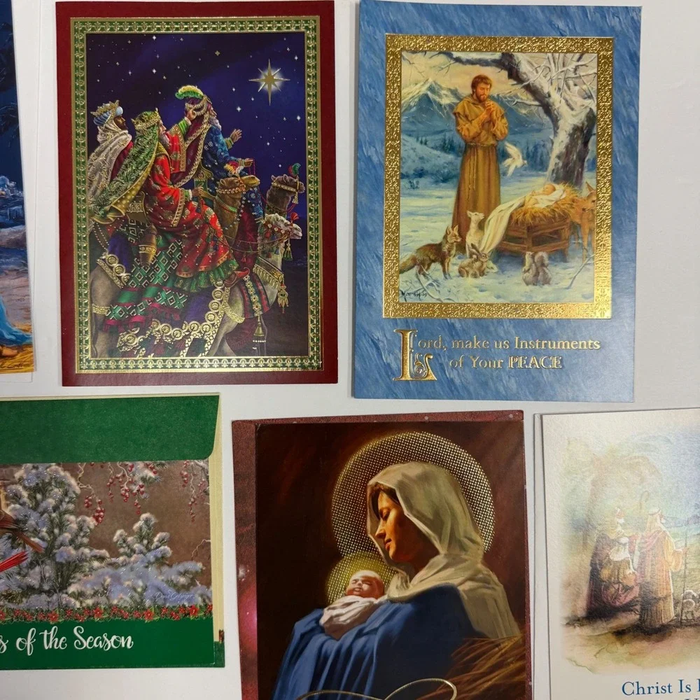 Lot of 65 Assorted Religious Christmas Greeting Cards Bulk Nativity‎ Scripture